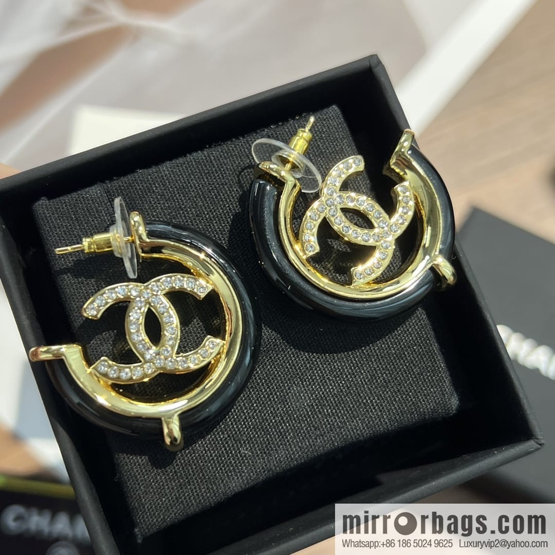 New ☑️ CHANEL Chanel c1 double c full diamond stud earrings