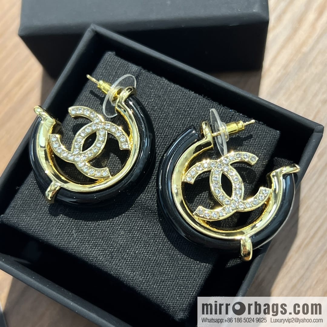 New ☑️ CHANEL Chanel c1 double c full diamond stud earrings