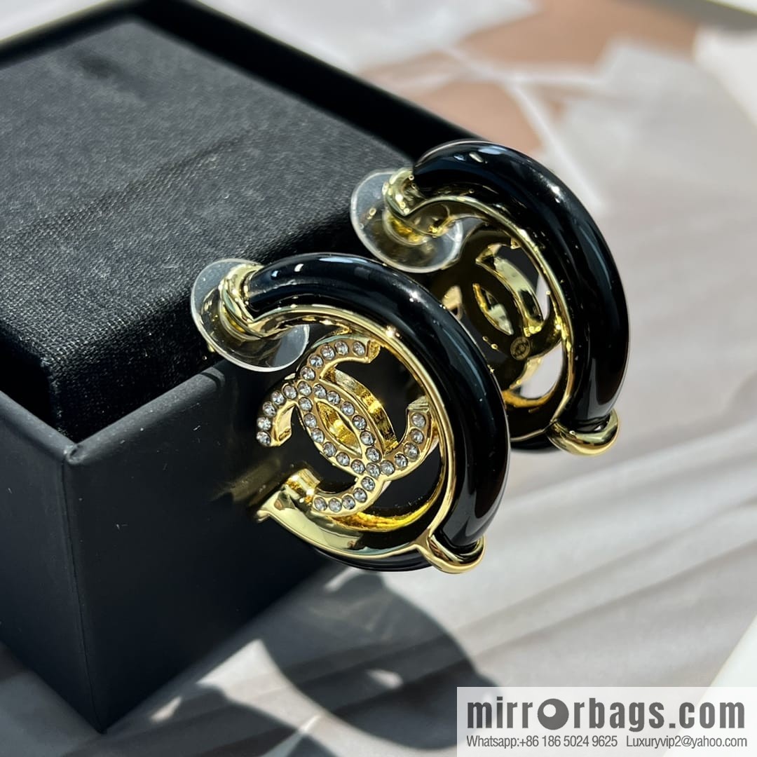 New ☑️ CHANEL Chanel c1 double c full diamond stud earrings