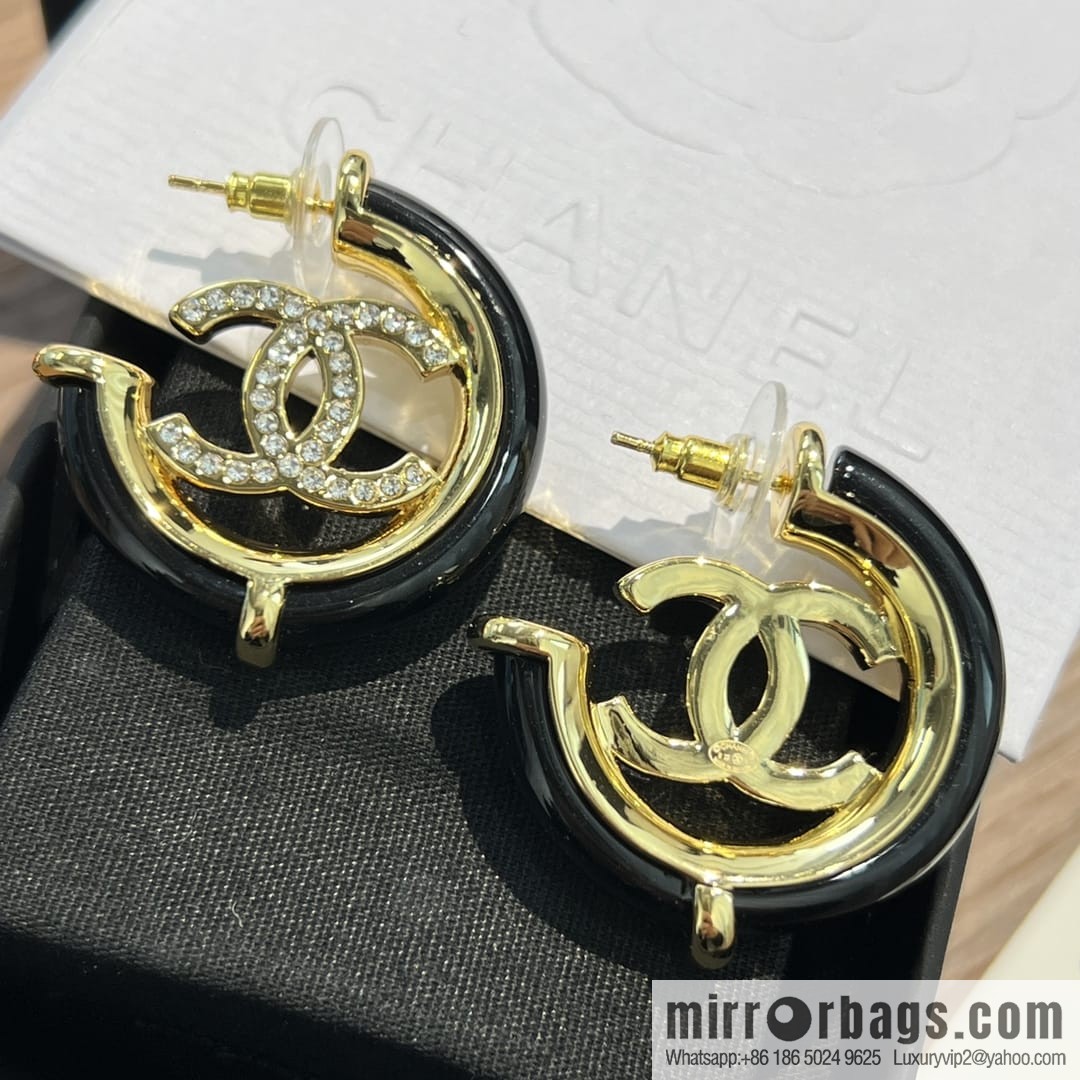 New ☑️ CHANEL Chanel c1 double c full diamond stud earrings