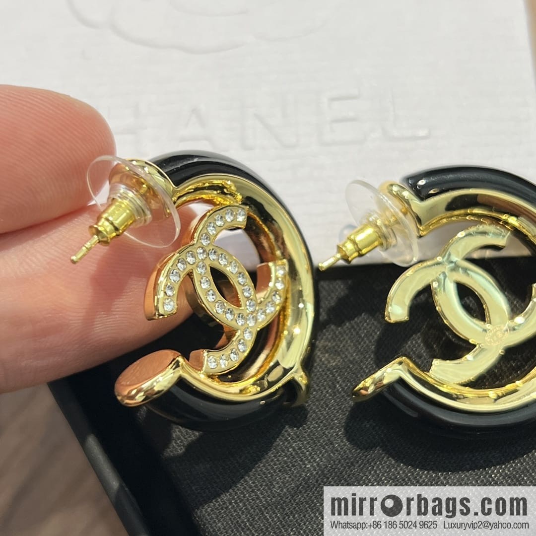 New ☑️ CHANEL Chanel c1 double c full diamond stud earrings