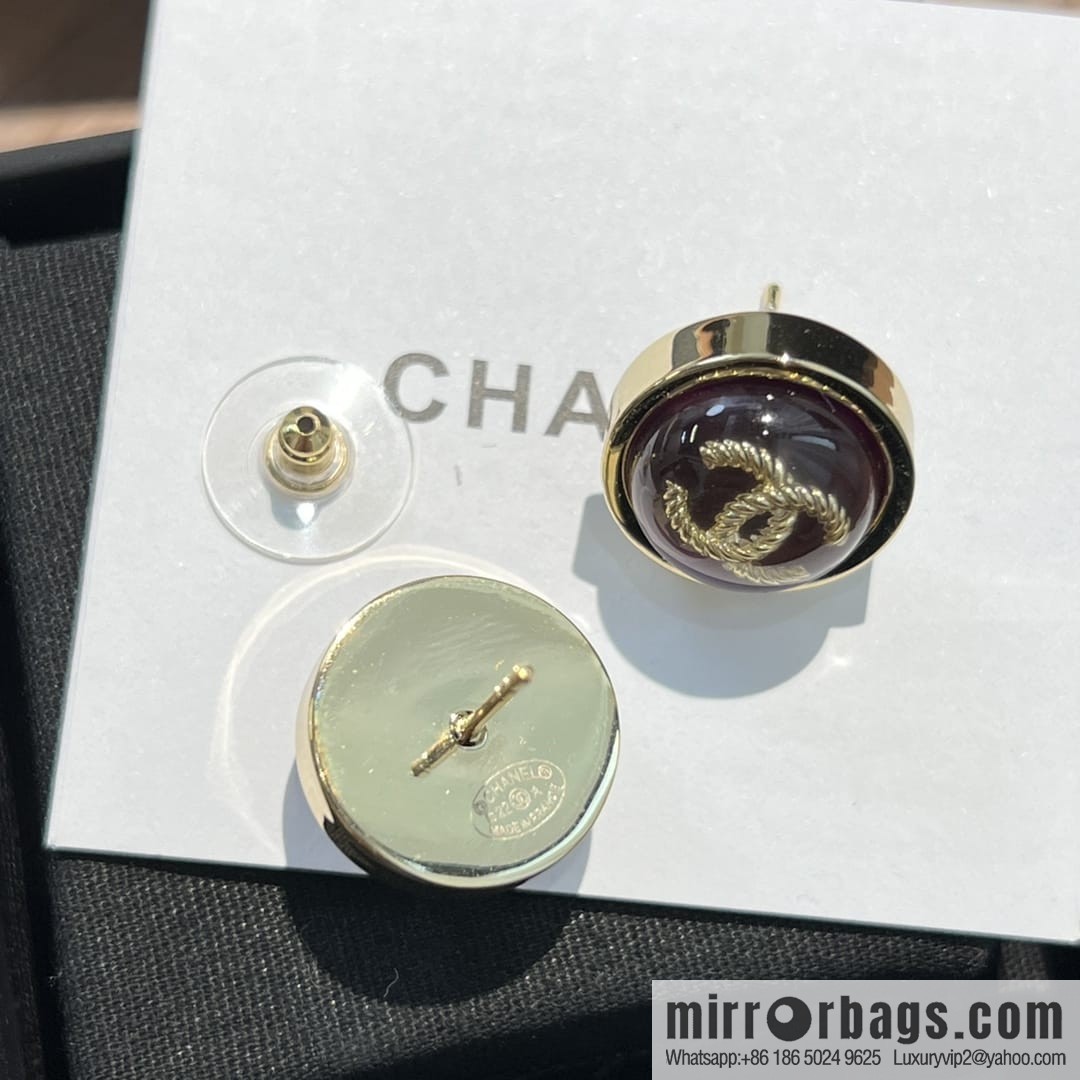 New ☑️ CHANEL Chanel c1 double c round purple stud earrings