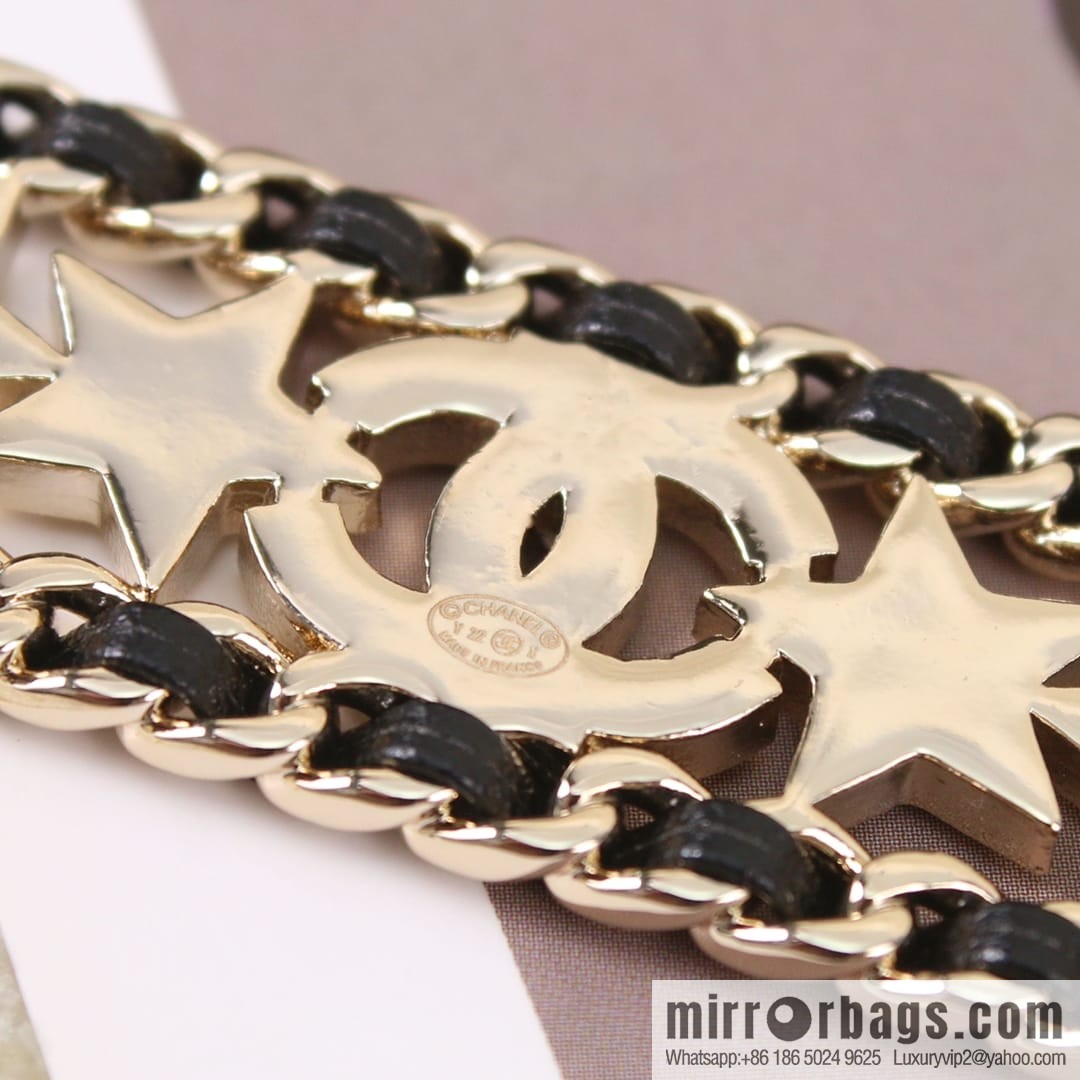 New ☑️ CHANEL Chanel full diamond double c star black leather rope brooch