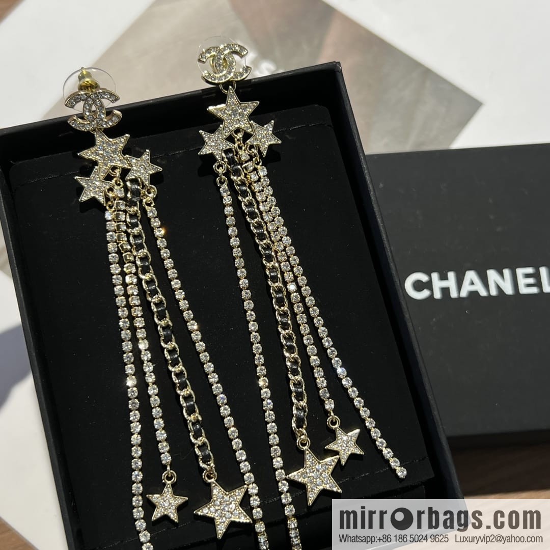 New ☑️ CHANEL Chanel double c star pentagram tassel earrings