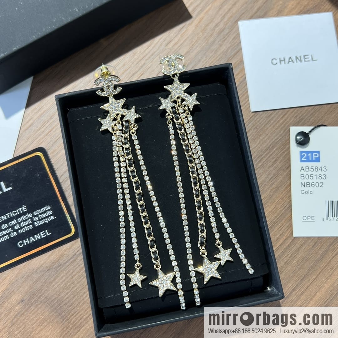 New ☑️ CHANEL Chanel double c star pentagram tassel earrings