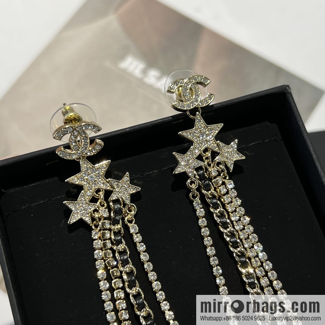 New ☑️ CHANEL Chanel double c star pentagram tassel earrings