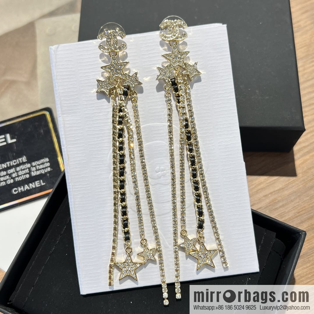 New ☑️ CHANEL Chanel double c star pentagram tassel earrings