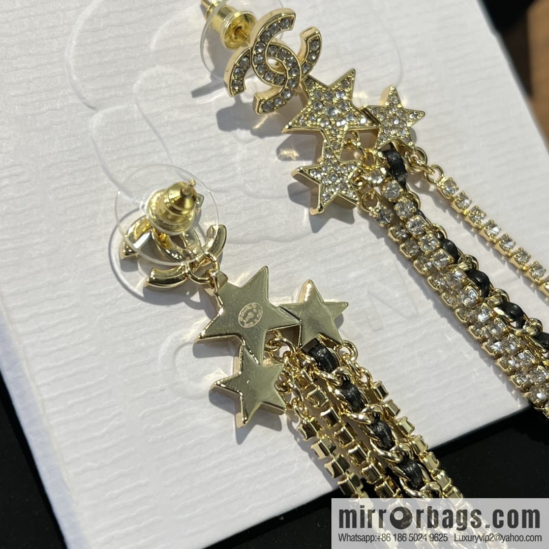 New ☑️ CHANEL Chanel double c star pentagram tassel earrings