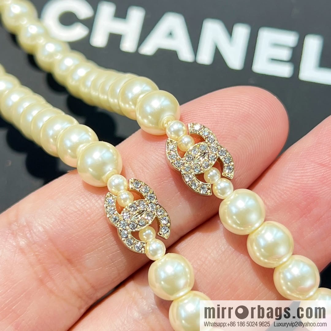 New ☑️ CHANEL Chanel Double C Pink Camellia Pearl Necklace