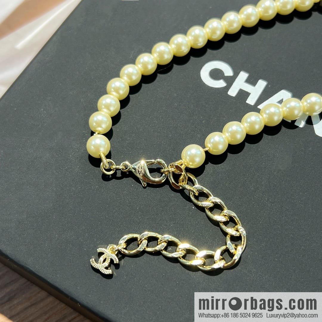 New ☑️ CHANEL Chanel Double C Pink Camellia Pearl Necklace