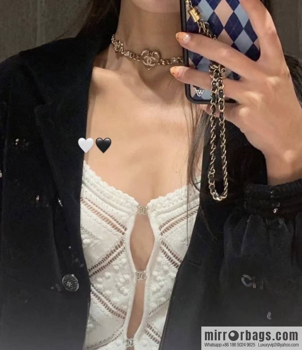 New ☑️ CHANEL Chanel double c gold peach heart love necklace