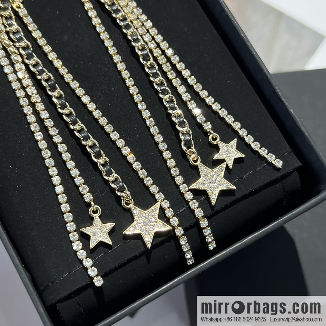 New ☑️ CHANEL Chanel double c star pentagram tassel earrings