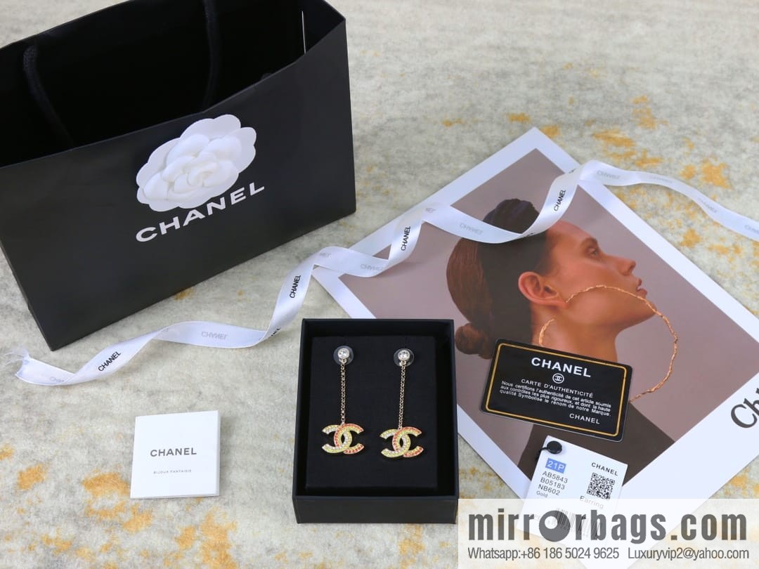 New ☑️ CHANEL Chanel c2 double c colored diamond stud earrings
