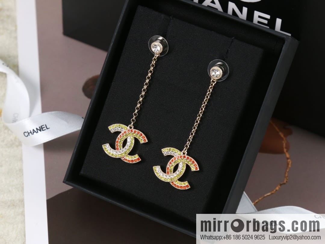 New ☑️ CHANEL Chanel c2 double c colored diamond stud earrings