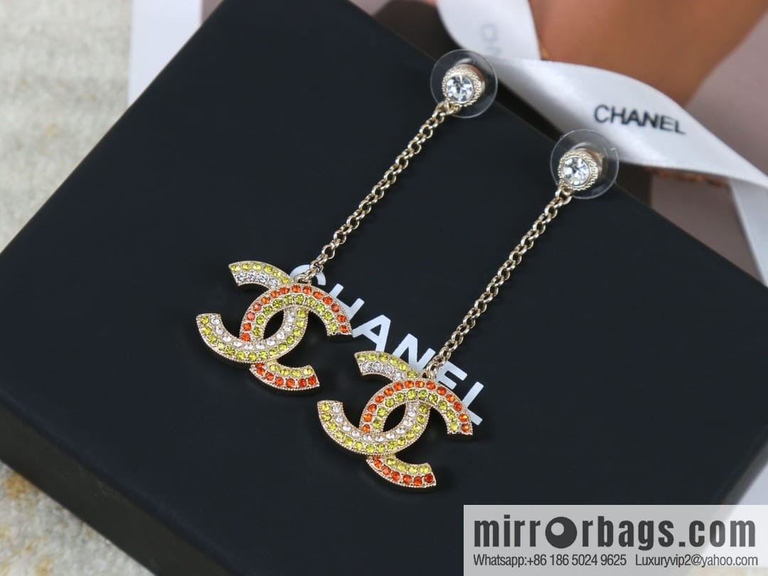 New ☑️ CHANEL Chanel c2 double c colored diamond stud earrings