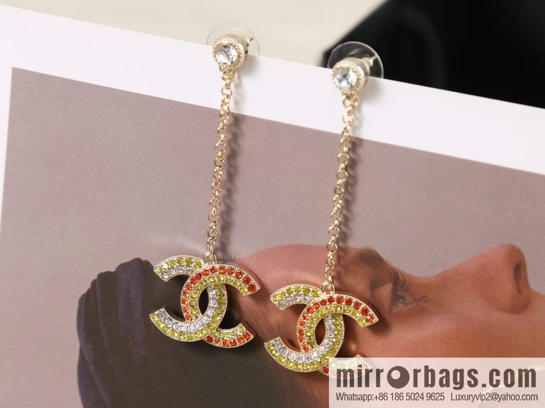 New ☑️ CHANEL Chanel c2 double c colored diamond stud earrings