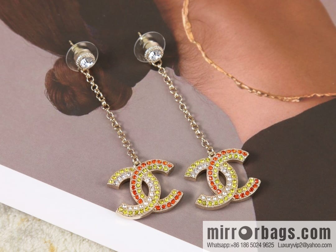 New ☑️ CHANEL Chanel c2 double c colored diamond stud earrings