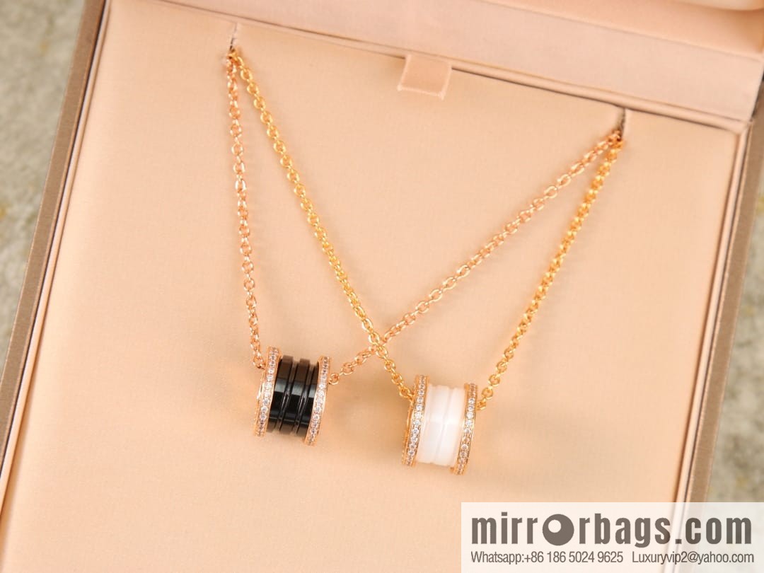 BVLGARI Bulgari black and white ceramic necklace with diamonds