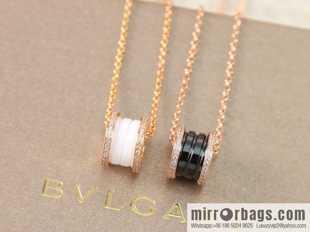 BVLGARI Bulgari black and white ceramic necklace with diamonds
