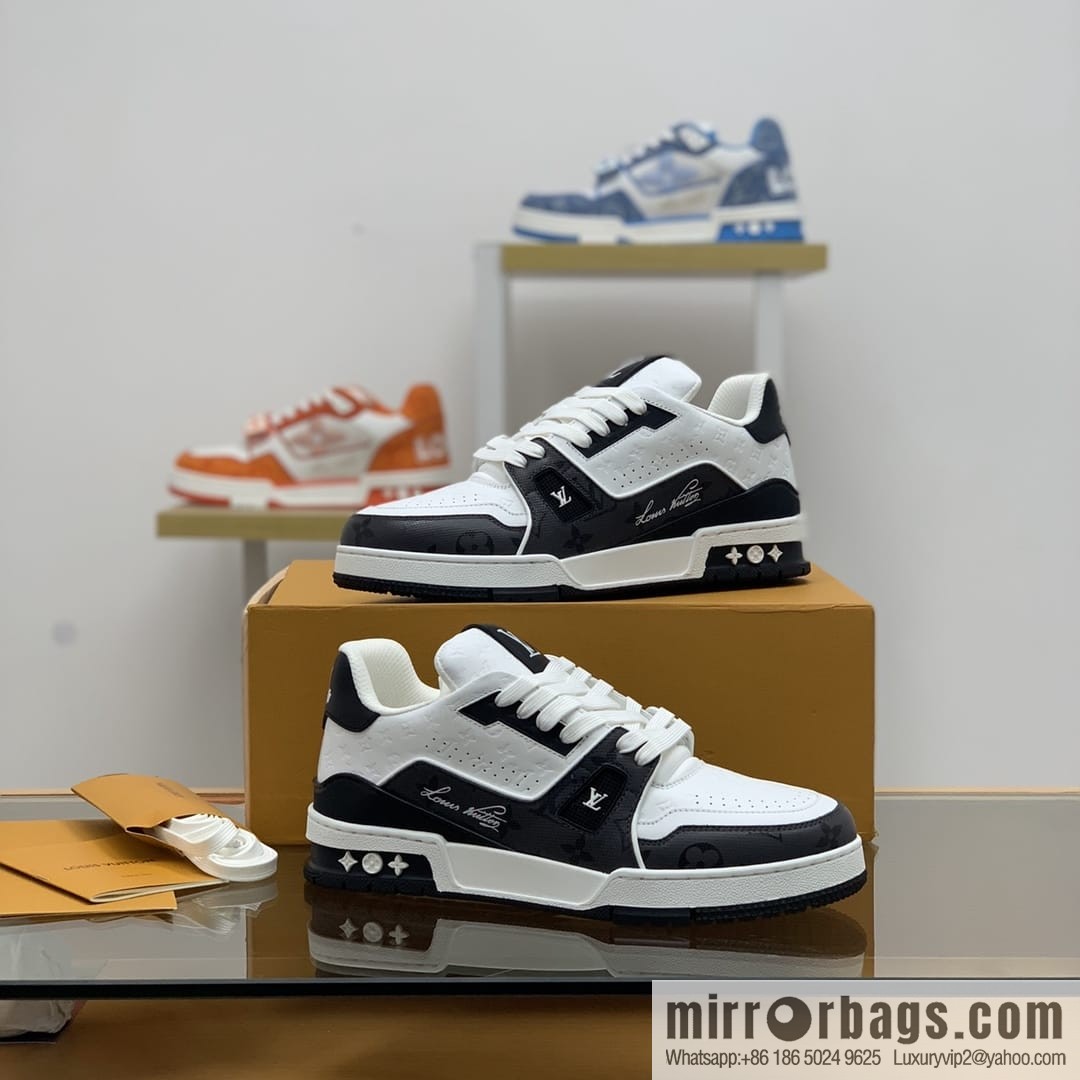 LV/Louis Vuitton uses color-matching calfskin to make high-end men's sports running shoes