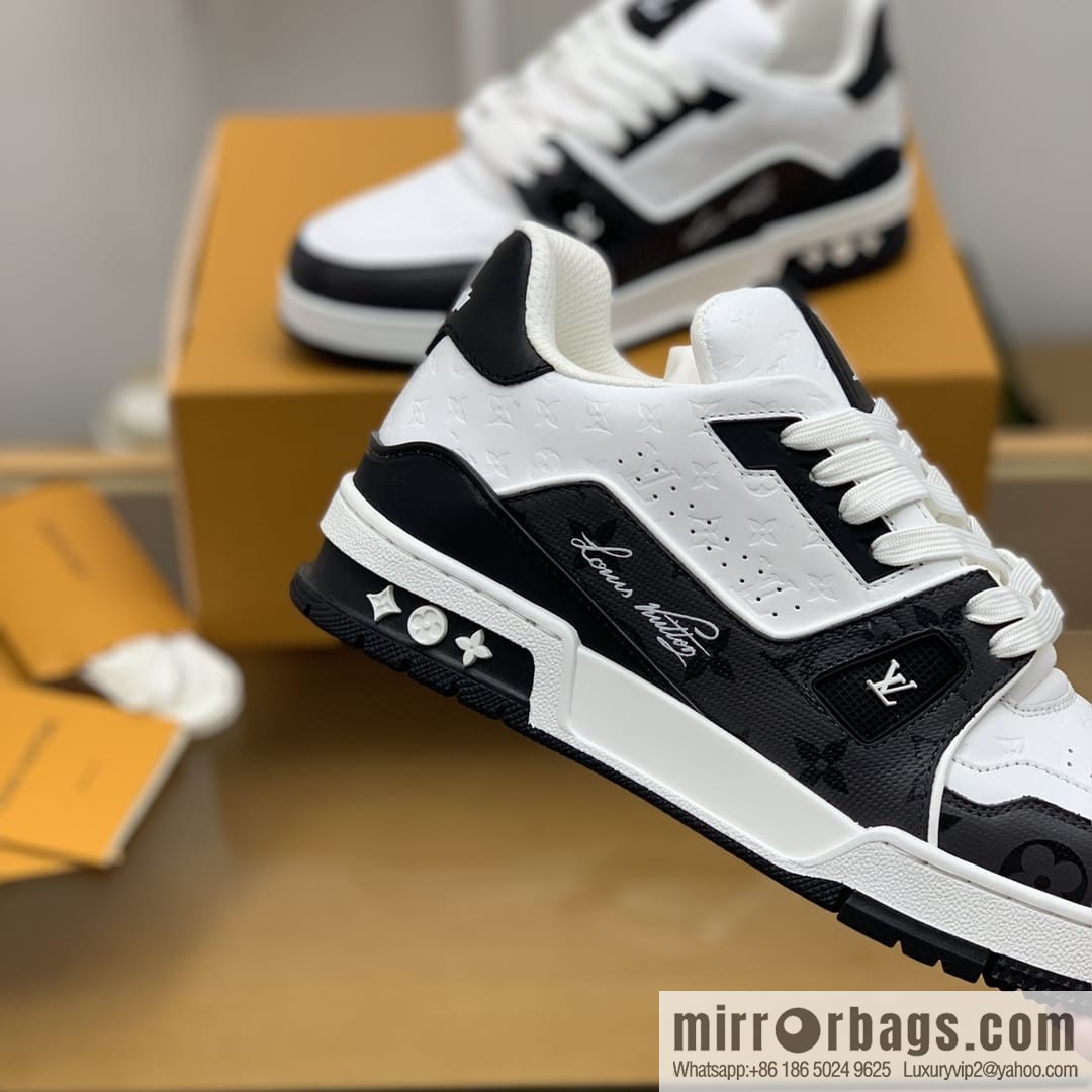 LV/Louis Vuitton uses color-matching calfskin to make high-end men's sports running shoes