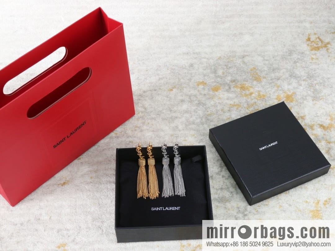 Saint Laurent YSL fringed earrings