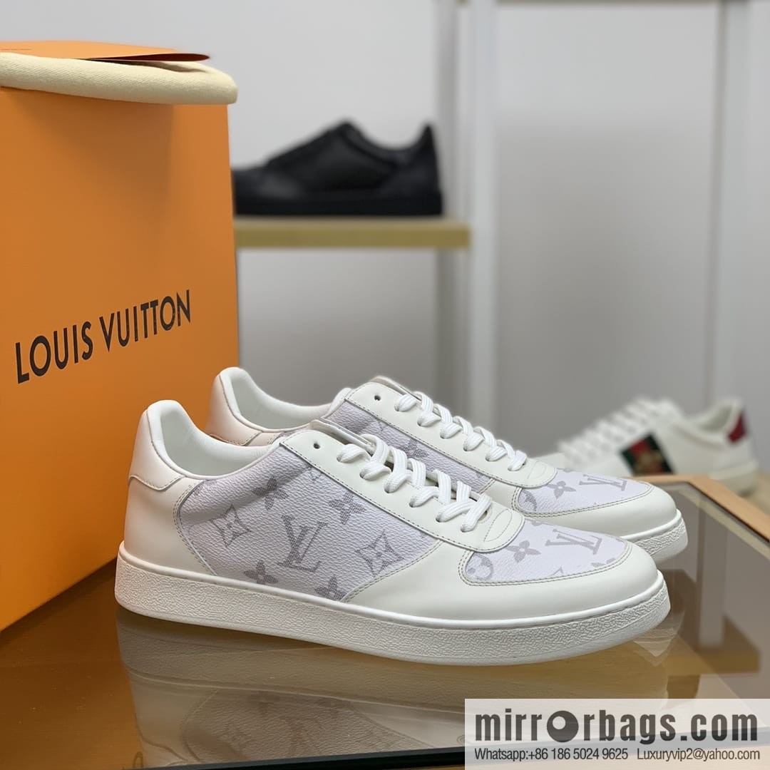 LV/Louis Vuitton men's casual shoes with leather patchwork