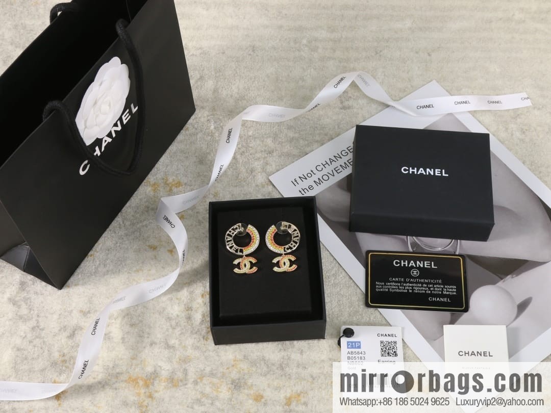 New ☑️ CHANEL Chanel c2 double c colored diamond round stud earrings