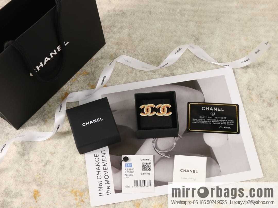 New ☑️ CHANEL Chanel c1 double c colored diamond stud earrings