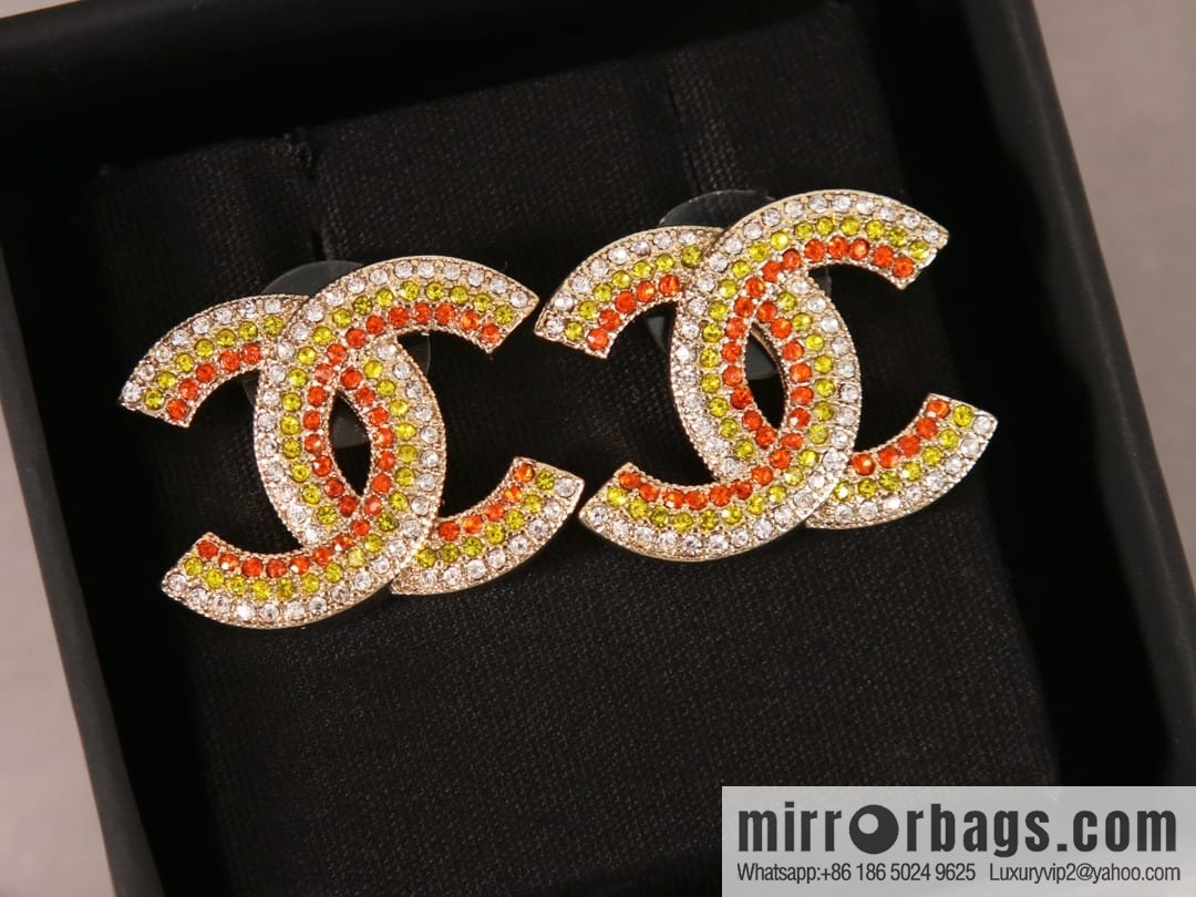 New ☑️ CHANEL Chanel c1 double c colored diamond stud earrings