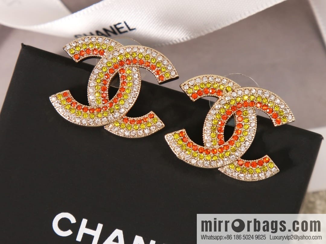 New ☑️ CHANEL Chanel c1 double c colored diamond stud earrings