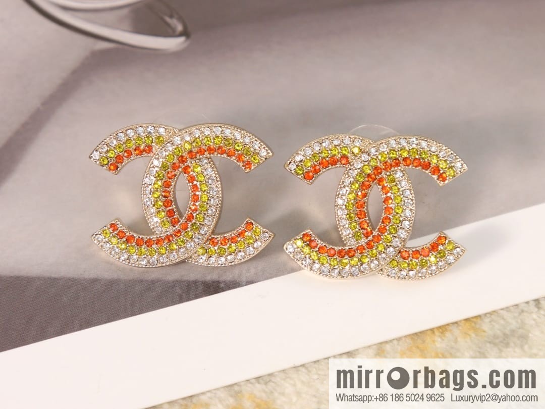 New ☑️ CHANEL Chanel c1 double c colored diamond stud earrings