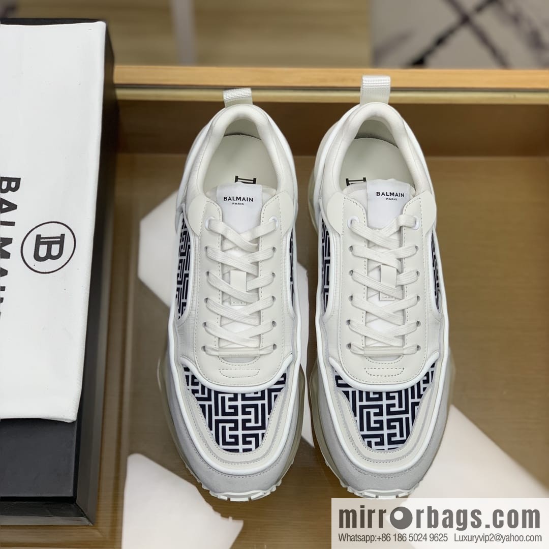 Balmaini, patchwork of three materials of anti-velvet leather, men's casual sneakers