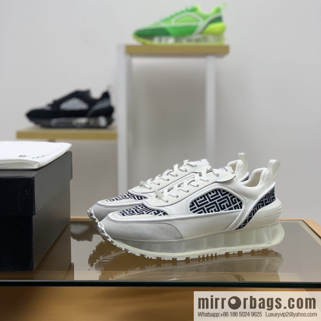 Balmaini, patchwork of three materials of anti-velvet leather, men's casual sneakers