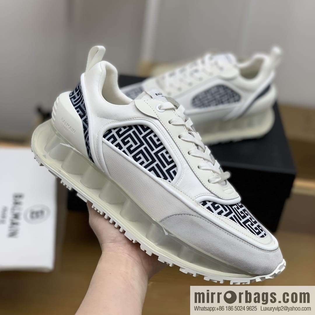 Balmaini, patchwork of three materials of anti-velvet leather, men's casual sneakers