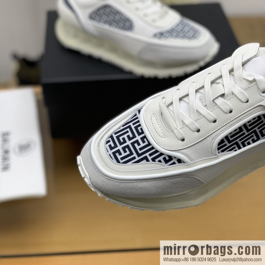 Balmaini, patchwork of three materials of anti-velvet leather, men's casual sneakers