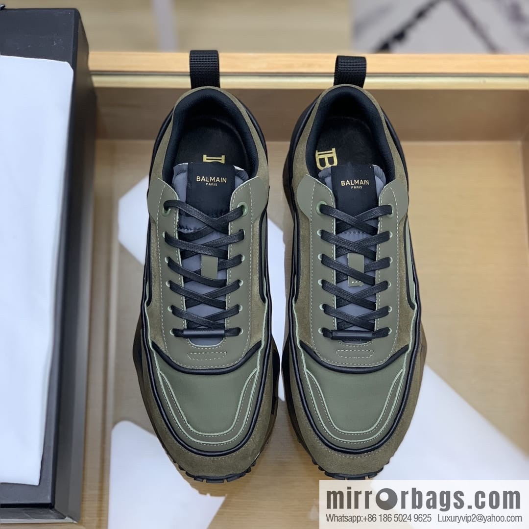 Balmaini, patchwork of three materials of anti-velvet leather, men's casual sneakers