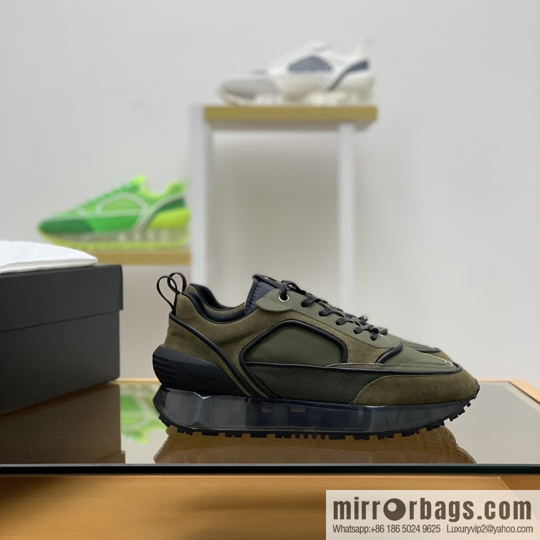 Balmaini, patchwork of three materials of anti-velvet leather, men's casual sneakers