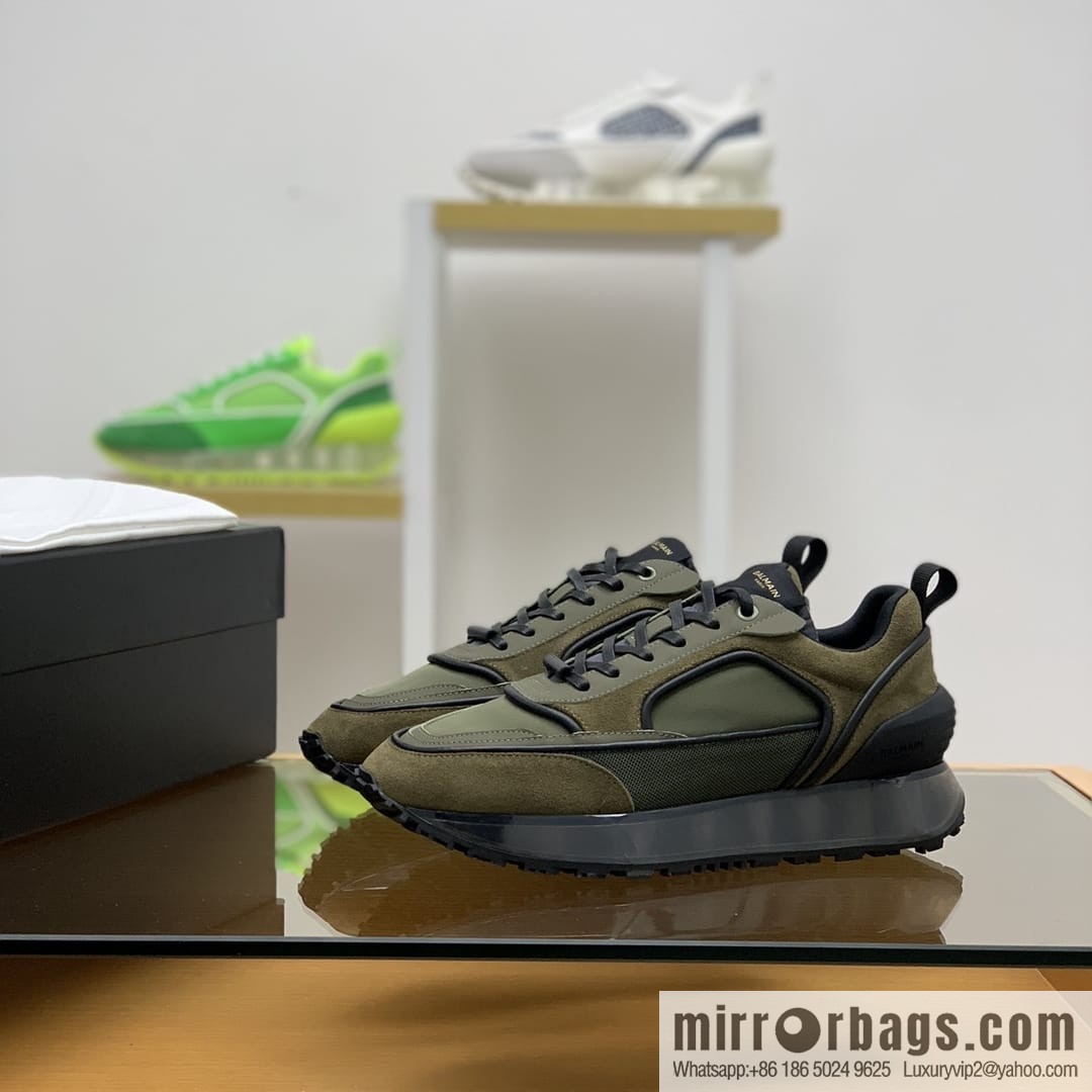 Balmaini, patchwork of three materials of anti-velvet leather, men's casual sneakers
