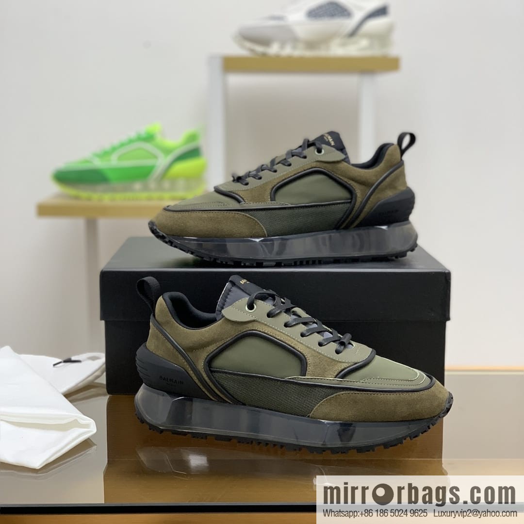 Balmaini, patchwork of three materials of anti-velvet leather, men's casual sneakers