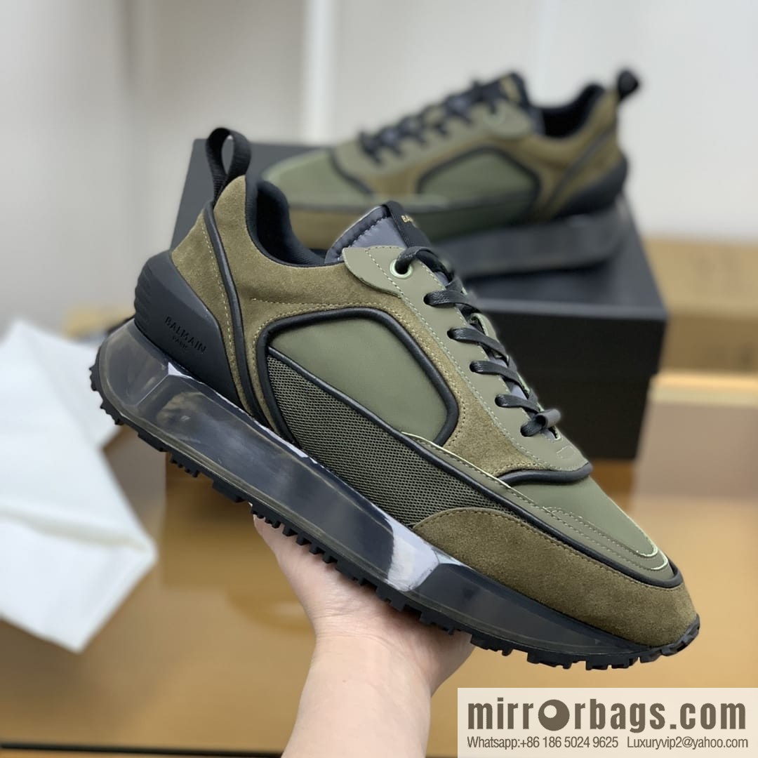 Balmaini, patchwork of three materials of anti-velvet leather, men's casual sneakers