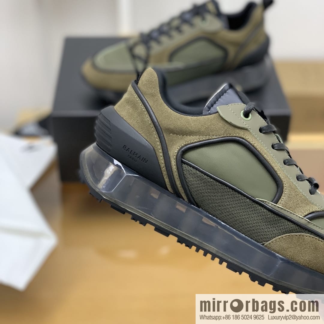 Balmaini, patchwork of three materials of anti-velvet leather, men's casual sneakers