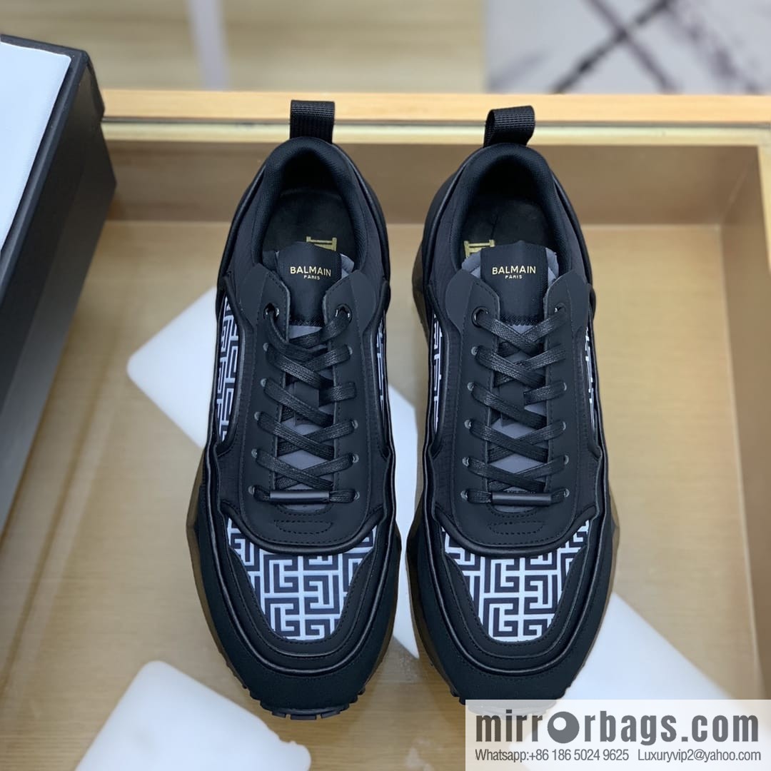 Balmaini, patchwork of three materials of anti-velvet leather, men's casual sneakers