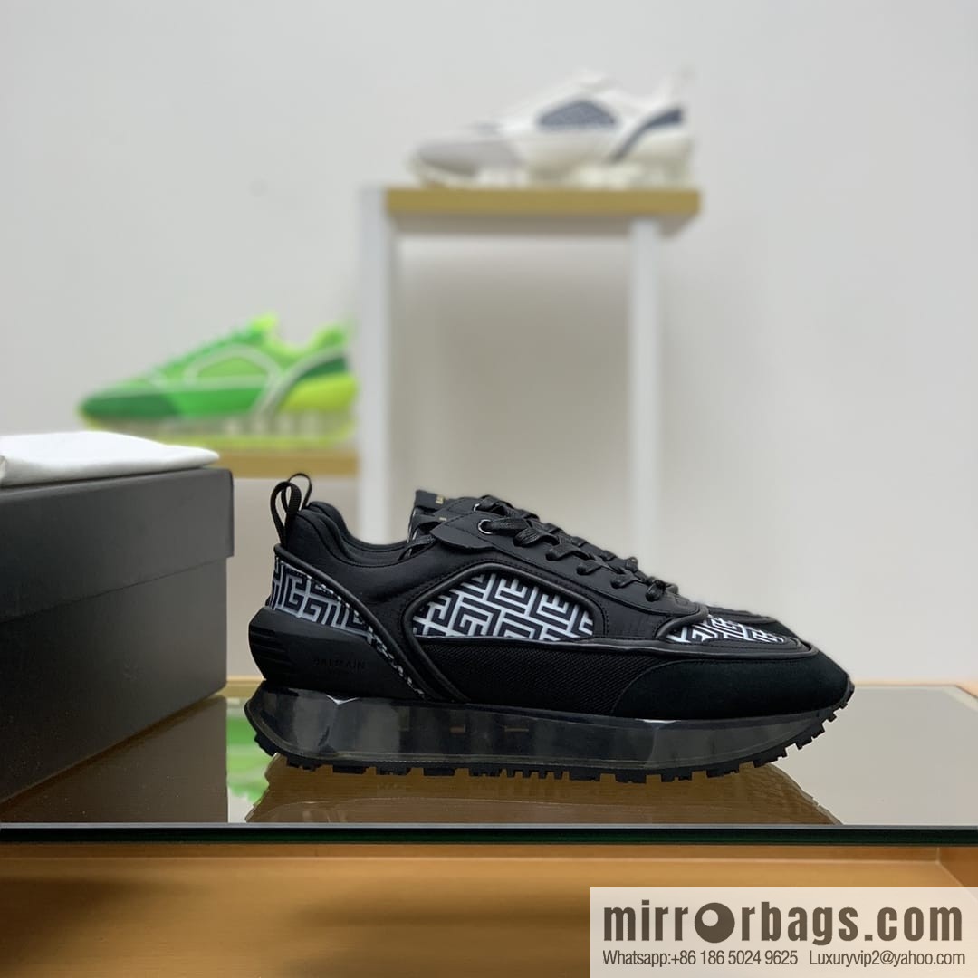 Balmaini, patchwork of three materials of anti-velvet leather, men's casual sneakers