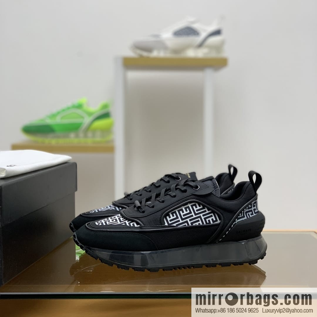 Balmaini, patchwork of three materials of anti-velvet leather, men's casual sneakers
