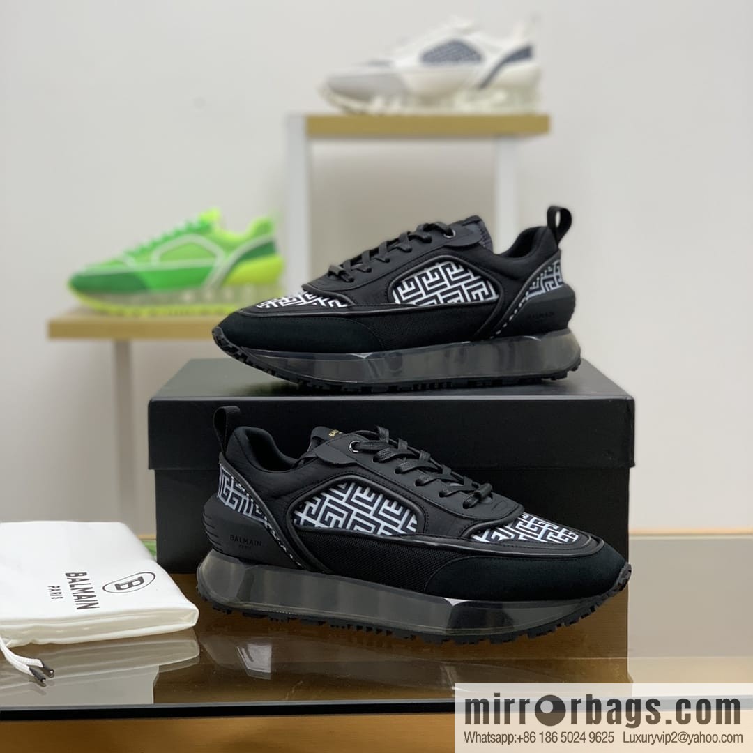 Balmaini, patchwork of three materials of anti-velvet leather, men's casual sneakers