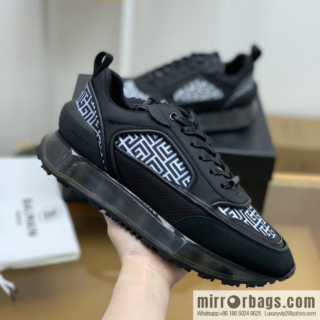 Balmaini, patchwork of three materials of anti-velvet leather, men's casual sneakers
