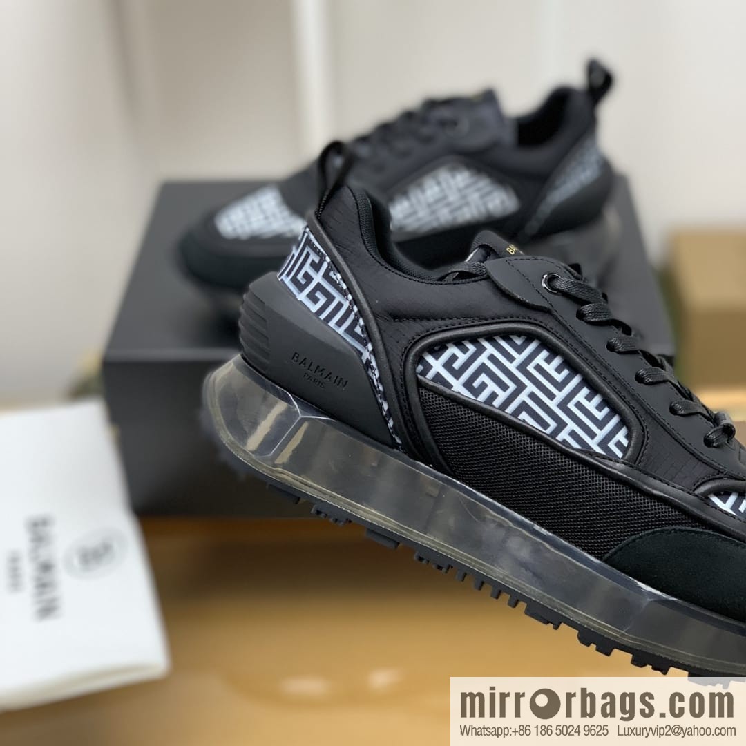 Balmaini, patchwork of three materials of anti-velvet leather, men's casual sneakers