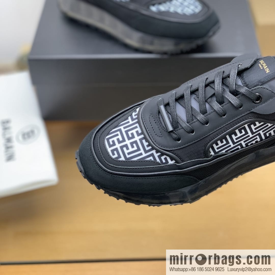 Balmaini, patchwork of three materials of anti-velvet leather, men's casual sneakers