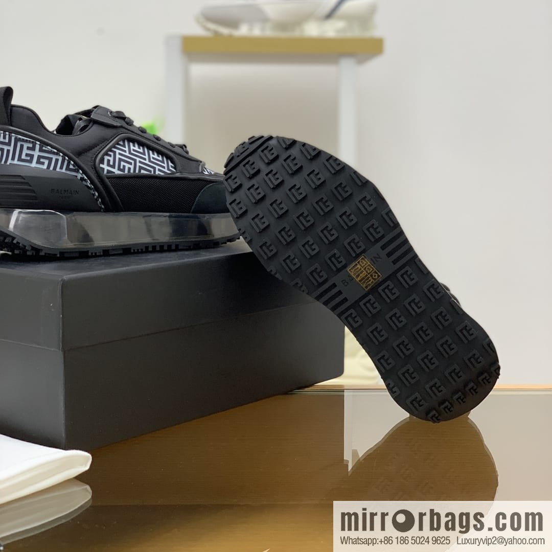 Balmaini, patchwork of three materials of anti-velvet leather, men's casual sneakers